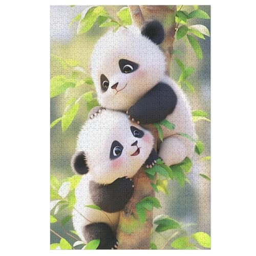 Panda Puzzle Für Erwachsene 1000 Teile Premium 100% Recyceltes Brett Zum Lernen, Lernspielzeug, Familienspiele Kinder Holzpuzzle （78×53cm） von GGJJTT