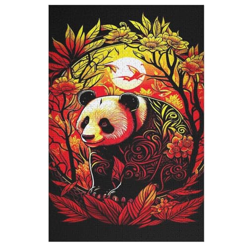 Panda Puzzle Für Erwachsene 1000 Teile Premium 100% Recyceltes Brett Zum Lernen, Lernspielzeug, Familienspiele Kinder Holzpuzzle （78×53cm） von GGJJTT