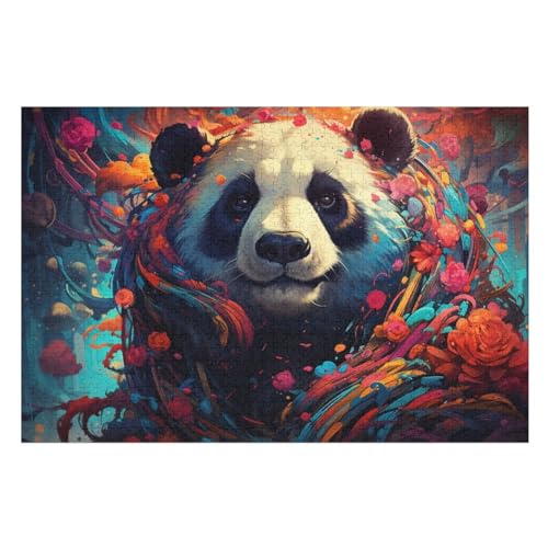Panda Puzzles 1000 Teile Erwachsener Kniffel Spaß Für Die Ganze Familie, Holzpuzzle Kinder Erwachsene, Impossible Puzzle Schwer 75×50cm von GGJJTT