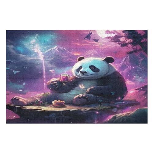 Panda-Puzzlespiel Aus Holz, 1000 Puzzleteile, Kreatives Puzzle Für Teenager Und Erwachsene, Kreatives Spielzeug, Puzzles, （75×50cm） von GGJJTT