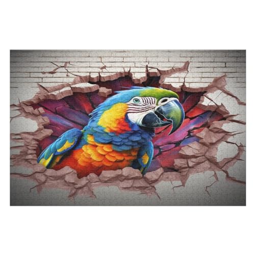 Papagei 1000 Teile Premium-Puzzles Für Erwachsene Kinder- Holzpuzzles Spaß Und Lernspiele - Perfekte Puzzle-Geschenke 75×50cm von GGJJTT