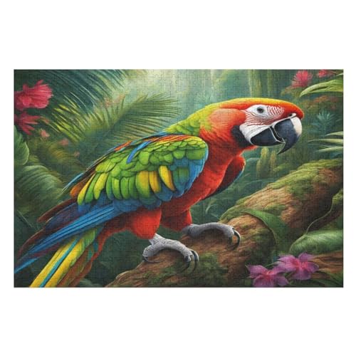 Papagei 1000 Teile Premium-Puzzles Für Erwachsene Kinder- Holzpuzzles Spaß Und Lernspiele - Perfekte Puzzle-Geschenke 75×50cm von GGJJTT