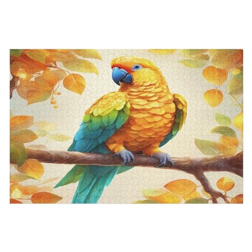 Papagei 1000 Teile Premium-Puzzles Für Erwachsene Kinder- Holzpuzzles Spaß Und Lernspiele - Perfekte Puzzle-Geschenke 75×50cm von GGJJTT