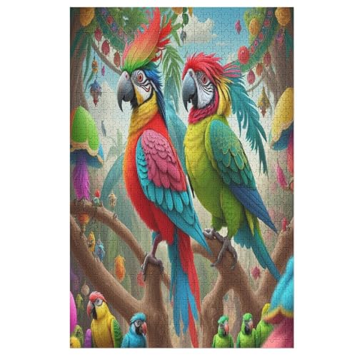 Papagei Holzpuzzle 1000 Teile, Knobelspiele Für Erwachsene, Teenager, Puzzles Unmögliche - Kinder Puzzle Zimmer Deko 78×53cm von GGJJTT
