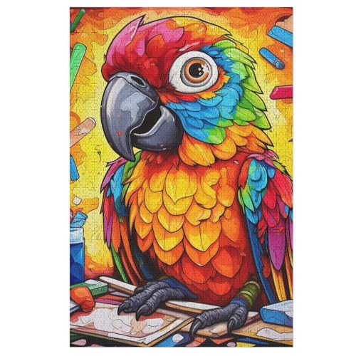 Papagei -Puzzle, 1000 Teile,Holzpuzzle Für Erwachsene Kinder, Lustiges Spielzeug, Denkspiel, Spielzeug, Bildungsspiel, Herausforderung, Pädagogisch, （78×53cm） von GGJJTT