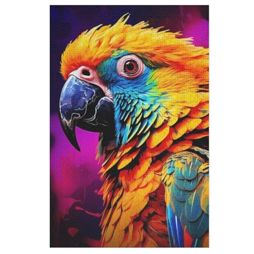 Papagei Puzzle Für Erwachsene 1000 Teile Premium 100% Recyceltes Brett Zum Lernen, Lernspielzeug, Familienspiele Kinder Holzpuzzle （78×53cm） von GGJJTT