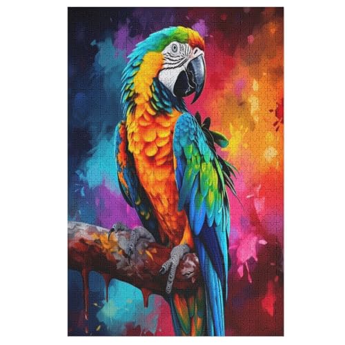 Papagei Puzzle Für Erwachsene 1000 Teile Premium Recyceltes Brett Zum Lernen, Lernspielzeug, Familienspiele Kinder Holzpuzzle 78×53cm von GGJJTT
