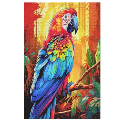 Papagei Puzzles 1000 Teile Erwachsener Kniffel Spaß Für Die Ganze Familie - 1000 Puzzleteilige Motive, Holzpuzzle Kinder Erwachsene, Impossible Puzzle Schwer （78×53cm） von GGJJTT