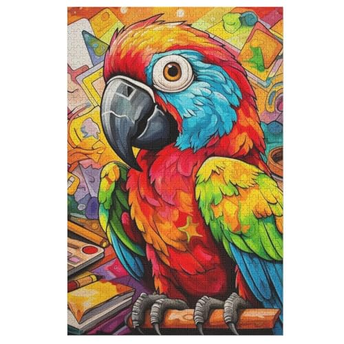 Papagei Puzzles 1000 Teile Für Jugendliche Kreatives Holzpuzzlespielzeug Familienspiel Schwierigkeitsgrad Herausforderungspuzzles （78×53cm） von GGJJTT