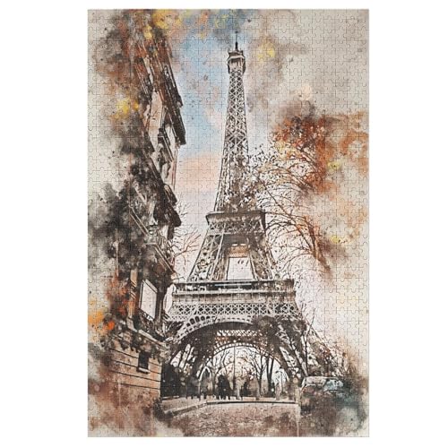 Pariser Turm Puzzles 1000 Teile Erwachsener Kniffel Spaß Für Die Ganze Familie, Holzpuzzle Kinder Erwachsene, Impossible Puzzle Schwer 78×53cm von GGJJTT