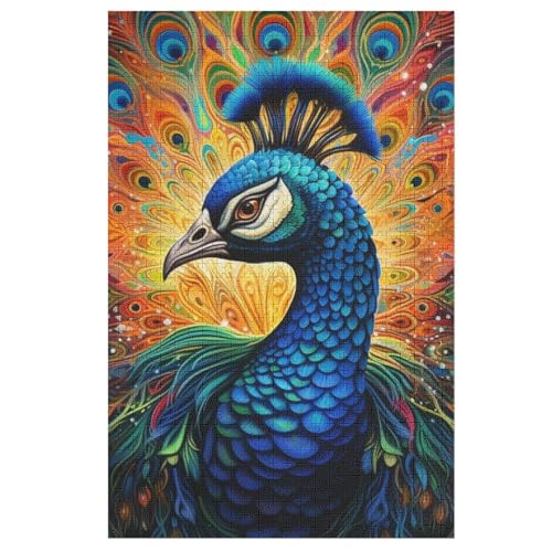 Pfau 1000 Teile Premium-Puzzles Für Erwachsene Kinder- Holzpuzzles Spaß Und Lernspiele - Perfekte Puzzle-Geschenke 78×53cm von GGJJTT