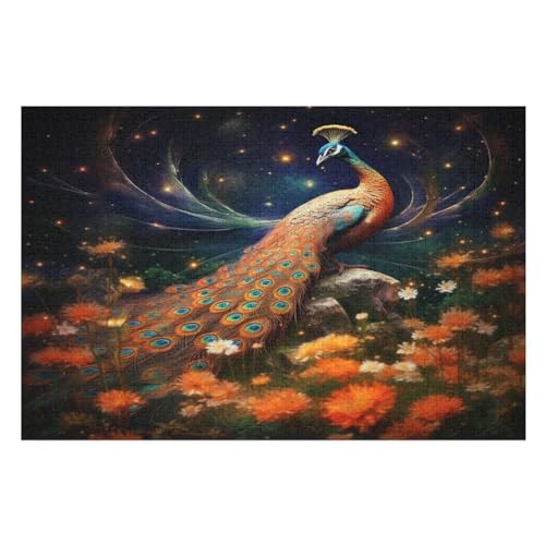 Pfau 1000 Teile Puzzle, Holzpuzzle, Puzzles Für Erwachsene Kinder, 1000 Teile Puzzle Für Jugendliche & Erwachsene Lernspiel Herausforderungsspielzeug （75×50cm） von GGJJTT