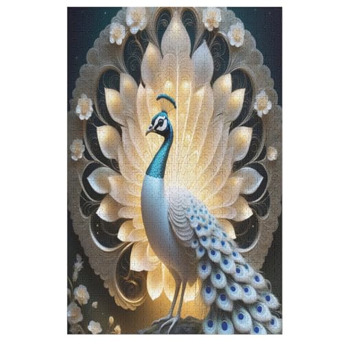 Pfau Puzzles 1000 Teile Erwachsener Kniffel Spaß Für Die Ganze Familie, Holzpuzzle Kinder Erwachsene, Impossible Puzzle Schwer 78×53cm von GGJJTT
