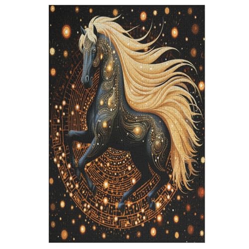 Horse 1000 Teile Holzpuzzle,einzigartiges Puzzle, Geschenk Für Erwachsene,Familienspiel,Herausforderungsaktivität,78×53cm von GGJJTT