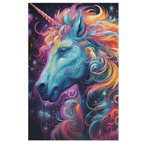 Horse 1000 Teile Premium-Puzzles Für Erwachsene Kinder- Holzpuzzles Spaß Und Lernspiele - Perfekte Puzzle-Geschenke 78×53cm von GGJJTT