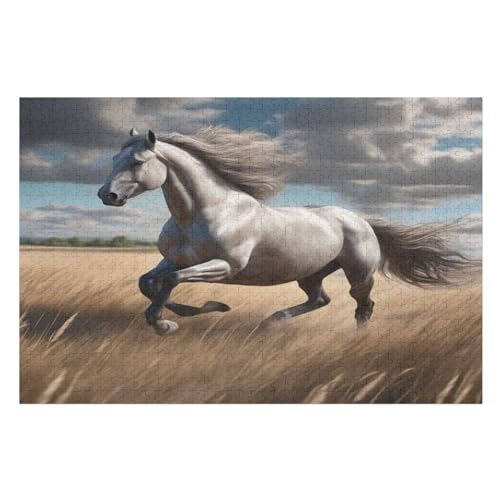 Pferd 1000 Teile Puzzles Für Erwachsene Holzpuzzle Familienpuzzlespiel Stressabbau-Puzzle Für Erwachsene Kinder Ab 12 Jahren （75×50cm） von GGJJTT