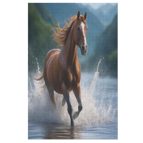 Horse Holzpuzzle 1000 Teile, Knobelspiele Für Erwachsene, Teenager, Puzzles Unmögliche - Kinder Puzzle Zimmer Deko （78×53cm） von GGJJTT