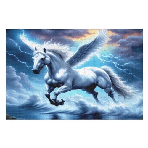 Pferd -Puzzle, 1000 Teile,Holzpuzzle Für Erwachsene Kinder, Lustiges Spielzeug, Denkspiel, Spielzeug, Bildungsspiel, Herausforderung, Pädagogisch, （75×50cm） von GGJJTT
