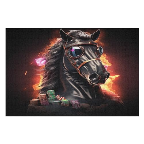 Pferd Puzzle Für Erwachsene 1000 Teile Premium 100% Recyceltes Brett Zum Lernen, Lernspielzeug, Familienspiele Kinder Holzpuzzle （75×50cm） von GGJJTT