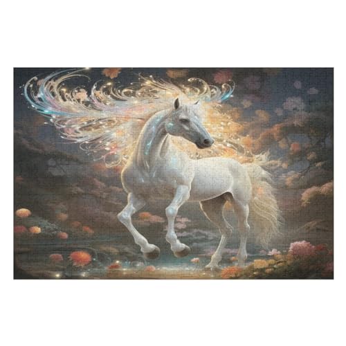 Pferd Puzzle Für Erwachsene 1000 Teile Premium 100% Recyceltes Brett Zum Lernen, Lernspielzeug, Familienspiele Kinder Holzpuzzle （75×50cm） von GGJJTT