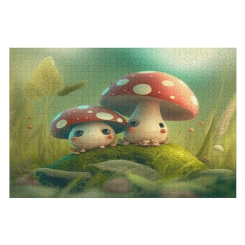Pilz -Puzzle, 1000 Teile,Holzpuzzle Für Erwachsene Kinder, Lustiges Spielzeug, Denkspiel, Spielzeug, Bildungsspiel, Herausforderung, Pädagogisch, （75×50cm） von GGJJTT