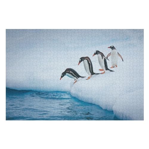 Pinguin Holzpuzzle 1000 Teile, Knobelspiele Für Erwachsene, Teenager, Puzzles Unmögliche - Kinder Puzzle Zimmer Deko （75×50cm） von GGJJTT