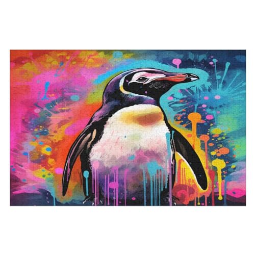 Pinguin Holzpuzzle Erwachsene - 1000 Teiliges Jigsaw Knobelspiel - Puzzle Für Erwachsene & Kinder - Outdoor & Reisespielzeug - Geduldspiel （75×50cm） von GGJJTT