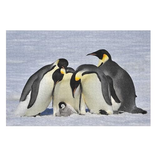 Pinguin -Puzzle, 1000 Teile,Holzpuzzle Für Erwachsene Kinder, Lustiges Spielzeug, Denkspiel, Spielzeug, Bildungsspiel, Herausforderung, Pädagogisch, （75×50cm） von GGJJTT