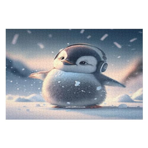 Pinguin Puzzles 1000 Teile Erwachsener Kniffel Spaß Für Die Ganze Familie, Holzpuzzle Kinder Erwachsene, Impossible Puzzle Schwer 75×50cm von GGJJTT
