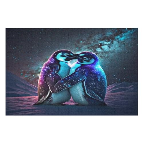 Pinguin Puzzles 1000 Teile Erwachsener Kniffel Spaß Für Die Ganze Familie - 1000 Puzzleteilige Motive, Holzpuzzle Kinder Erwachsene, Impossible Puzzle Schwer （75×50cm） von GGJJTT