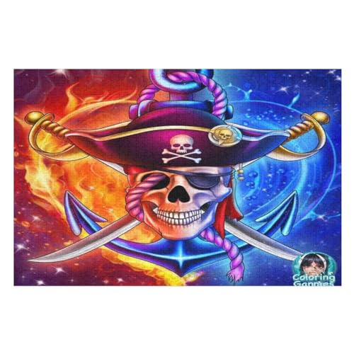 Pirat Captain Puzzles 1000 Teile Erwachsener Kniffel Spaß Für Die Ganze Familie - 1000 Puzzleteilige Motive, Holzpuzzle Kinder Erwachsene, Impossible Puzzle Schwer （75×50cm） von GGJJTT
