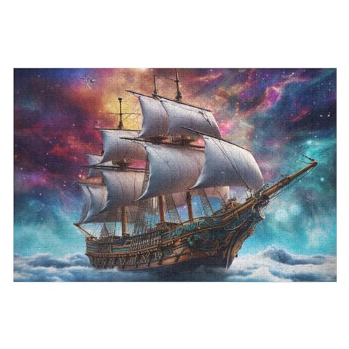 Piratenschiff – Puzzle 1000 Teile, Holzpuzzle, Herausforderndes Geschicklichkeitsspiel Für Die Ganze Familie, Kinder Erwachsenenpuzzle Ab 12 Jahren （75×50cm） von GGJJTT