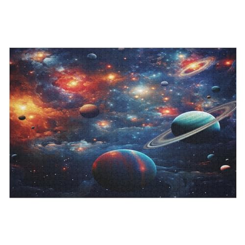 Planet Starry Sky Holzpuzzle Erwachsene - 1000 Teiliges Jigsaw Knobelspiel - Puzzle Für Erwachsene & Kinder - Outdoor & Reisespielzeug - Geduldspiel （75×50cm） von GGJJTT
