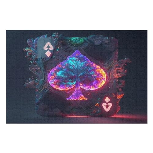 Poker 1000 Teile Puzzles Für Erwachsene Holzpuzzle Familienpuzzlespiel Stressabbau-Puzzle Für Erwachsene Kinder Ab 12 Jahren 75×50cm von GGJJTT