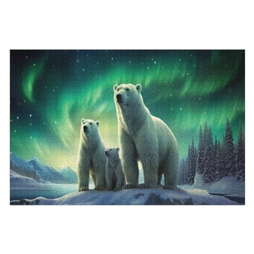 Polar Bär-Puzzlespiel Aus Holz, 1000 Puzzleteile, Kreatives Puzzle Für Teenager Und Erwachsene, Kreatives Spielzeug, Puzzles, （75×50cm） von GGJJTT