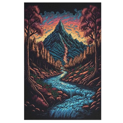 Psychedelisch Woods Puzzle Für Erwachsene 1000 Teile Premium Recyceltes Brett Zum Lernen, Lernspielzeug, Familienspiele Kinder Holzpuzzle 78×53cm von GGJJTT
