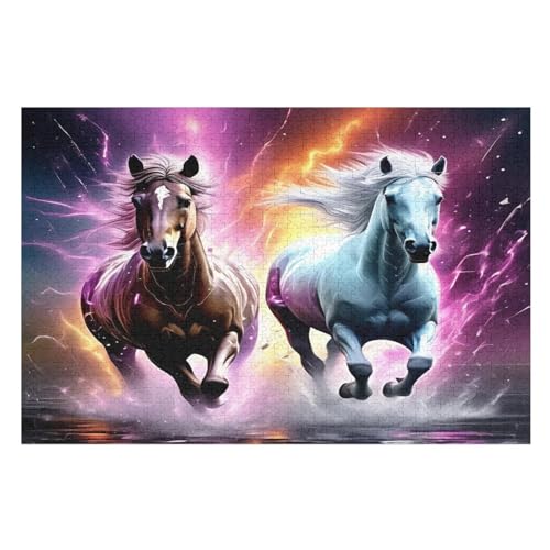 Puzzle 1000 Teile Erwachsene Animal Pferd Holzpuzzle Für Erwachsene Lernspiel Herausforderungsspielzeug 1000-teilige The Puzzles Für Erwachsene Kinder （75×50cm） von GGJJTT