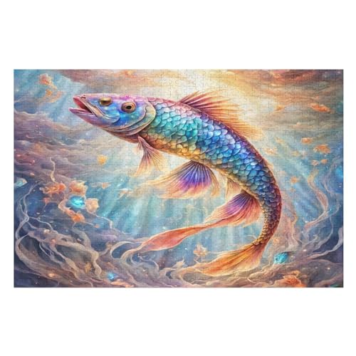 Puzzle 1000 Teile Erwachsene Fisch Holzpuzzle Für Erwachsene Lernspiel Herausforderungsspielzeug 1000-teilige The Puzzles Für Erwachsene Kinder （75×50cm） von GGJJTT