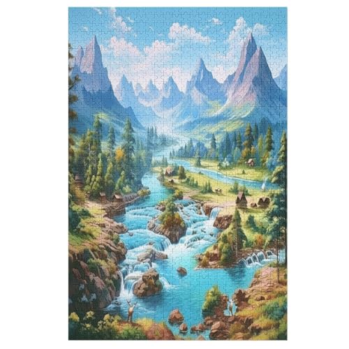 Puzzle 1000 Teile Erwachsene Seen und schneebedeckte Berge Holzpuzzle Für Erwachsene Lernspiel Herausforderungsspielzeug 1000-teilige The Puzzles Für Erwachsene Kinder （78×53cm） von GGJJTT