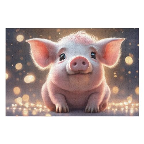 Puzzle 1000 Teile Erwachsene süßes Schwein Holzpuzzle Für Erwachsene Lernspiel Herausforderungsspielzeug 1000-teilige The Puzzles Für Erwachsene Kinder （75×50cm） von GGJJTT