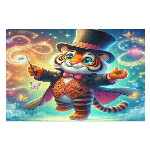 Puzzle 1000 Teile Tier Tiger Holzpuzzle Für Erwachsene Lernspiel Herausforderungsspielzeug The Puzzles Für Erwachsene Kinder 75×50cm von GGJJTT