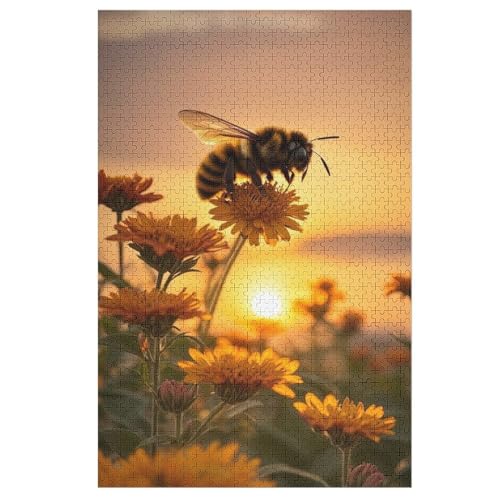 Puzzle 1000 Teile süße Biene Holzpuzzle Für Erwachsene Lernspiel Herausforderungsspielzeug The Puzzles Für Erwachsene Kinder 78×53cm von GGJJTT