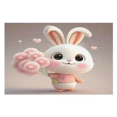 Puzzle 1000 Teile süßes Kaninchen Holzpuzzle Für Erwachsene Lernspiel Herausforderungsspielzeug The Puzzles Für Erwachsene Kinder 75×50cm von GGJJTT