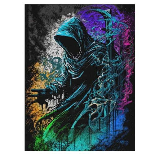 Puzzle 500 Teile Erwachsene Den Sensenmann malen Holzpuzzle Für Erwachsene Lernspiel Herausforderungsspielzeug 500-teilige The Puzzles Für Erwachsene Kinder （55×41cm） von GGJJTT