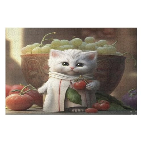 Puzzle Für Erwachsene, 1000 Teile, Cute Katze, Holzpuzzle, Holzpuzzle, Geburtstagsgeschenke, Puzzle, Wanddekoration （75×50cm） von GGJJTT