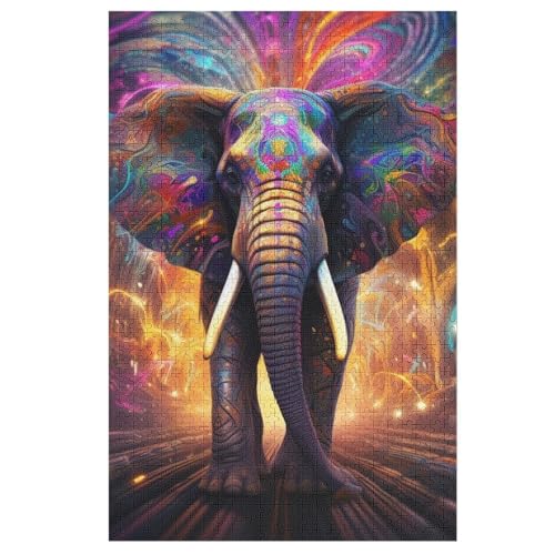 Puzzle Für Erwachsene, 1000 Teile, Elefant, Holzpuzzle, Holzpuzzle, Geburtstagsgeschenke, Puzzle, Wanddekoration （78×53cm） von GGJJTT