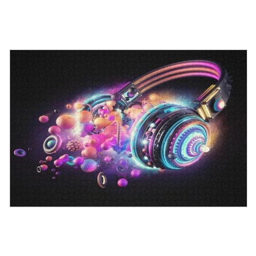 Puzzle Für Erwachsene, 1000 Teile, Kopfhörer, Holzpuzzle, Holzpuzzle, Geburtstagsgeschenke, Puzzle, Wanddekoration 75×50cm Puzzle Für Erwachsene, 1000 Teile, Kopfhörer, Holzpuzzle, Holzpuzzle, Geburtstagsgeschenke, Puzzle, Wanddekoration 75×50cm von GGJJTT