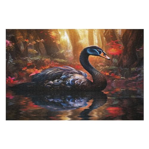 Puzzle Für Erwachsene, 1000 Teile, Schwan, Holzpuzzle, Holzpuzzle, Geburtstagsgeschenke, Puzzle, Wanddekoration （75×50cm） von GGJJTT