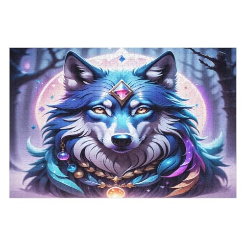Puzzle Für Erwachsene, 1000 Teile, Wolf, Holzpuzzle, Holzpuzzle, Geburtstagsgeschenke, Puzzle, Wanddekoration （75×50cm） von GGJJTT