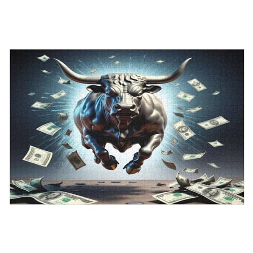 Puzzle Für Erwachsene, Animal Kuh, 1000 Puzzleteile Für Kinder, Holzpuzzles, Geeignet Für Erwachsene, Lernspiel, Herausforderungsspielzeug （75×50cm） von GGJJTT